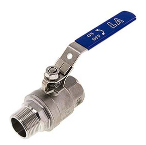 [BL2SH-M-63-MF-114] Buiten x Binnendraad R/Rp 1-1/4 inch PN 63 2-Weg RVS Kogelkraan