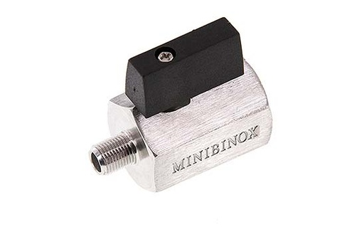 [BL2SH-MM-MF-018] Buiten x Binnendraad G 1/8 inch 2-Weg Rvs Mini-Kogelkraan 25 Bar