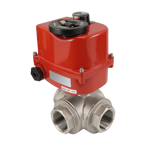 [BL3SAL-012-AG-540-B-DPS] G 1/2 inch 3-Way stainless steel Modulating electric ball valve (L-port) 24 V AC/DC