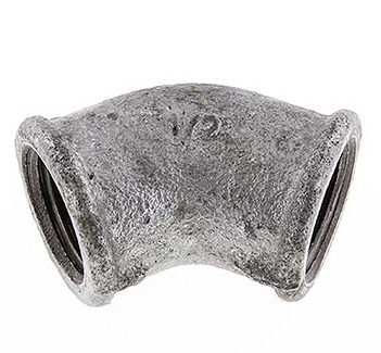 [FL2E-F-IZ-012R-45] Rp 1/2'' Zinc plated Cast iron 45 deg Elbow Fitting 25 Bar