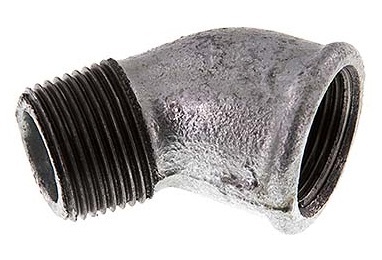 [FL2E-FM-IZ-038R-45] Rp 3/8'' x R 3/8'' F/M Fonte zinguée Raccord coudé à 45 degrés 25 Bar