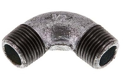 [FL2E-M-IZ-012R] R 1/2'' Male Zinc plated Cast iron 90 deg Elbow Fitting 25 Bar