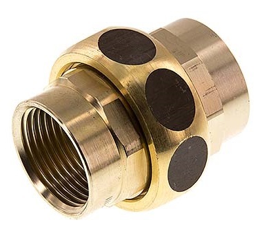 [FL2S-F-B-034R-C] Rp 3/4'' Brass Double Nipple 3-pieces avec joint conique 16 Bar