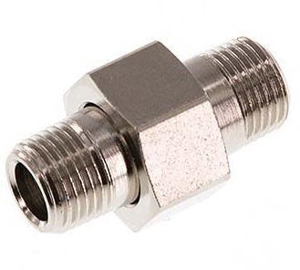 [FL2S-M-BN-012R-C] R 1/2'' Nickel plated Brass Double Nipple 3-pieces with Conically sealing 16 Bar