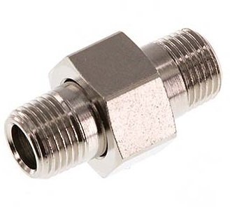 [FL2S-M-BN-100R-C] R 1'' Raccord double en laiton nickelé 3-pièces avec joint conique 16 Bar