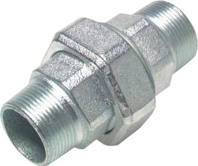 [FL2S-M-IZ-012R-C] R 1/2'' Fonte zinguée Embout double 3 pièces à étanchéité conique 25 Bar