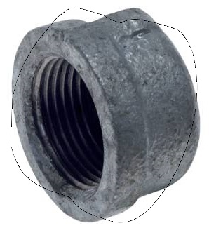 [FL1-F-IZ-012R] Rp 1/2'' Zinc plated Cast iron End cap Round 25 Bar