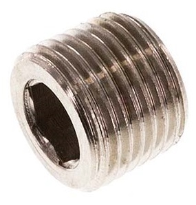 [FL1-M-BN-038R-I-W] 3/8'' Nickel plated Brass Closing plug with Inner Hex without collar 16 Bar