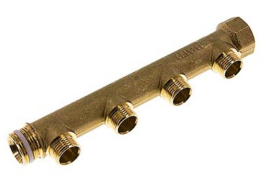 [FLM-FMM-B-034G-012G-4M] G 3/4'' x 4xG 1/2'' F/M/M Brass Distributor pipes 10 Bar