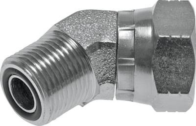 [FL2E-FM-EZ-100U-O45] UNS 1''-14 x UNS 1''-14 F/M Zinc plated Steel 45 deg Elbow Fitting ORFS 400 Bar - Hydraulic