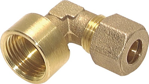 [FL2E-FO-B-012G-10] G 1/2'' x 10mm Brass 90 deg Elbow Compression Fitting 95 Bar DIN EN 1254-2