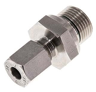 [FL2S-MO-STFP-038G-06-L] G 3/8'' Male x 6L Stainless steel Straight Compression Fitting with FKM Seal 315 Bar DIN 2353