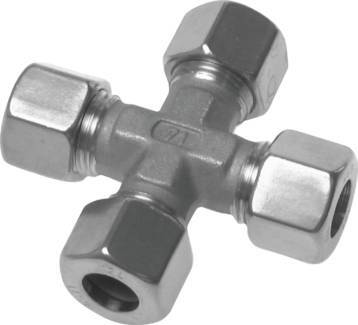 [FL4X-O-S-06-S] 6S Stainless steel Cross Compression Fitting 630 Bar DIN 2353
