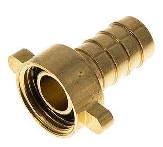 [FL2E-NH-BN-012G-10-T] G 1/2'' x 10mm Brass 90 deg Elbow Hose barb with NBR Seal and Wing Nut 16 Bar