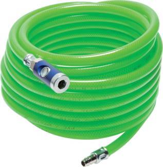 [HL-PVC-FW-GRE-6-12-10] Compressed air hose with DN 7.2 safety coupling, 12 bar, 10 meter, 12 mm outer diameter