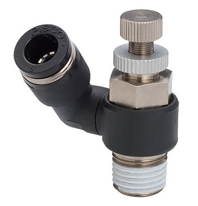 [JSS6-01AK] R1/8" - 6mm Meter-Out Low Cracking Pressure Rotatable Flow Control Valve