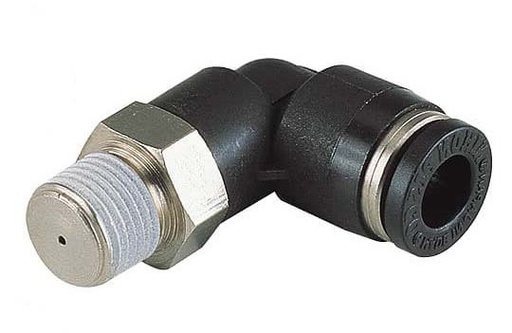 [PL6-01-0p6] Raccord d'orifice coudé de 6 mm - R1/8" 0,6 mm