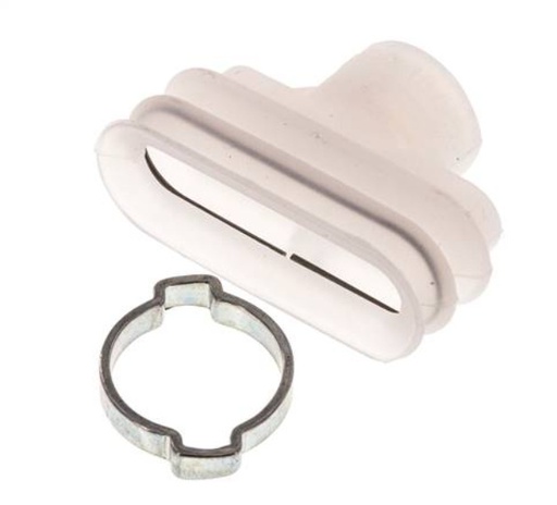 [SCL-OB-45-8P5-SI] 45x15mm Oval bellows Silicone Clear Vacuum Cup Stroke 8.5mm Ear Clamp