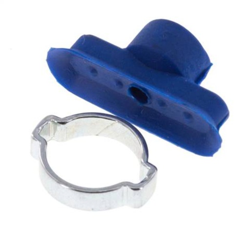 [SCL-OF-45-3-U] Ventouse ovale plate de 45x15mm en PUR Bleu Course de 3mm Pince oreille