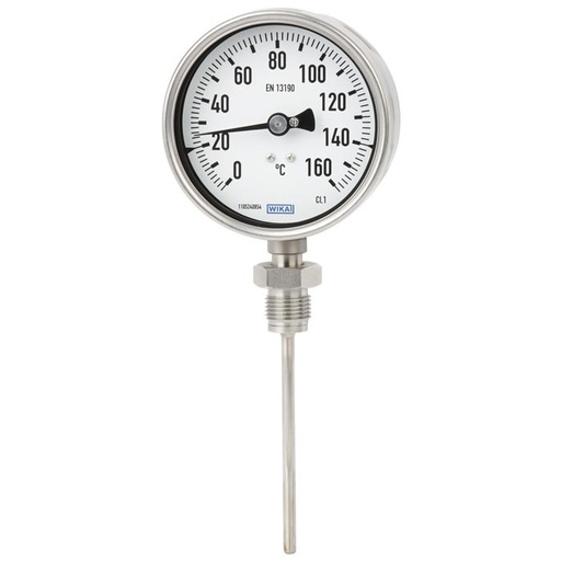 [TBLUSH-100-100-100-G-65] +10 to +90°C Petrochemical Stainless Steel Bimetallic Thermometer 100mm Cabinet 100mm Stem Bottom